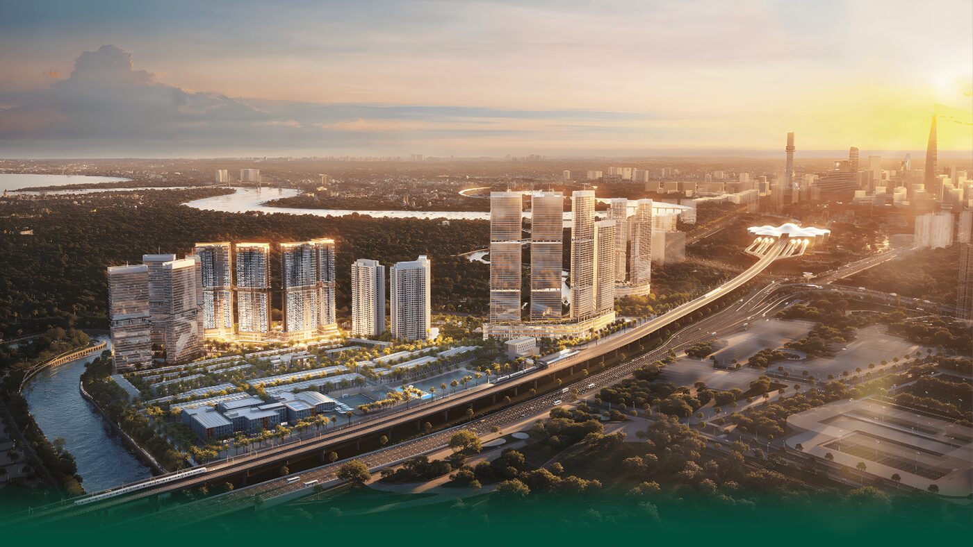 Phối cảnh tổng thể Palm River ven sông Quận 2